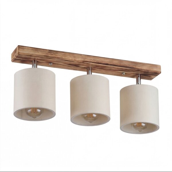 Spot Metall Stoff verstellbar geflammtes Holz Natur E27