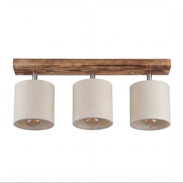 Spot Metall Stoff verstellbar geflammtes Holz Natur E27