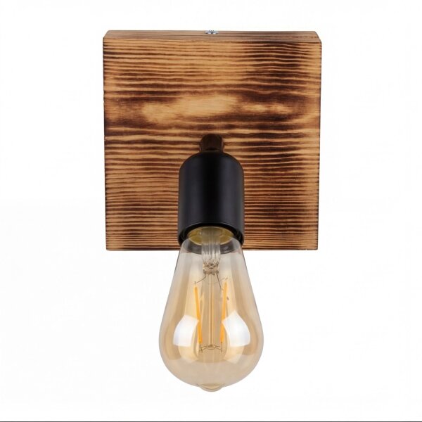 Spot Lampe Wand Holz Metall verstellbar E27 eckig