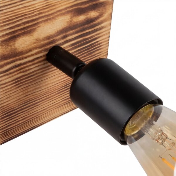 Spot Lampe Wand Holz Metall verstellbar E27 eckig