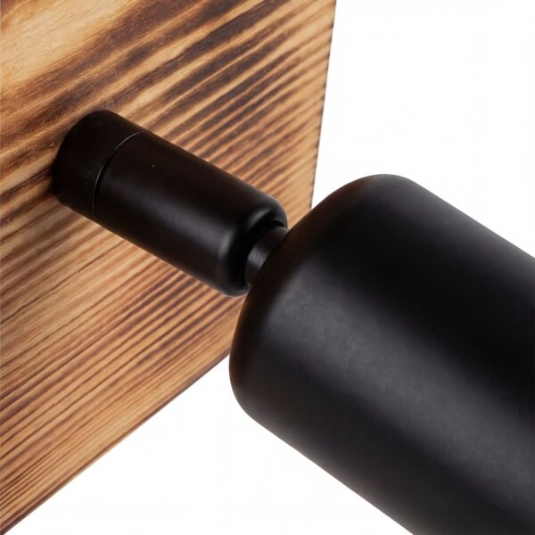 Spot Lampe Wand Holz Metall verstellbar E27 eckig