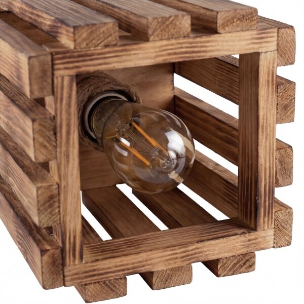 Hängeleuchte Metall Holz H: max. 87 cm E27 3-flammig