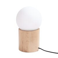 Tischlampe Holz Glas Wei&szlig; G9 21 cm Nachttisch blendarm