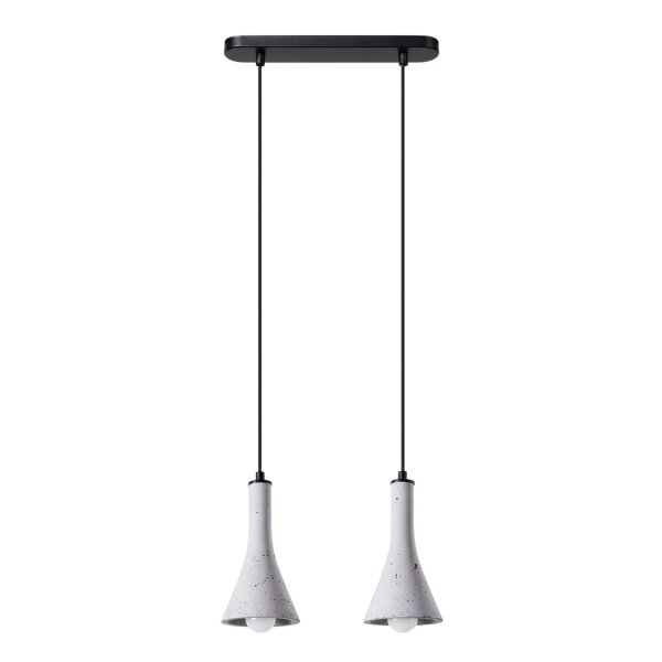 Hängelampe Beton Stahl Grau Schwarz E14 34 cm 2-flammig