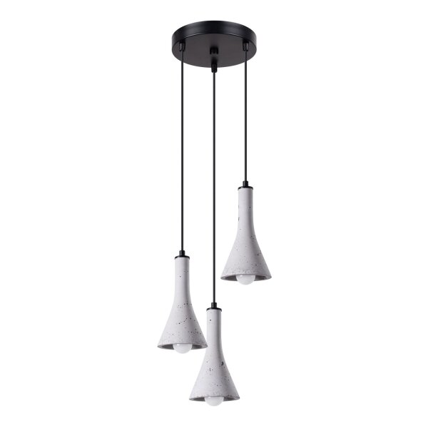 Hängelampe Beton Grau Schwarz E14 B:27 cm 3-flammig