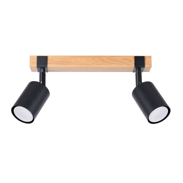 Deckenstrahler Holz Stahl Schwarz GU10 flexibel 38 cm