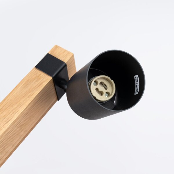 Deckenstrahler Holz Stahl Schwarz GU10 flexibel 38 cm