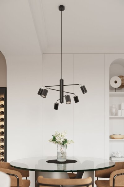 Deckenspot Stahl Schwarz GU10 135 cm verstellbar