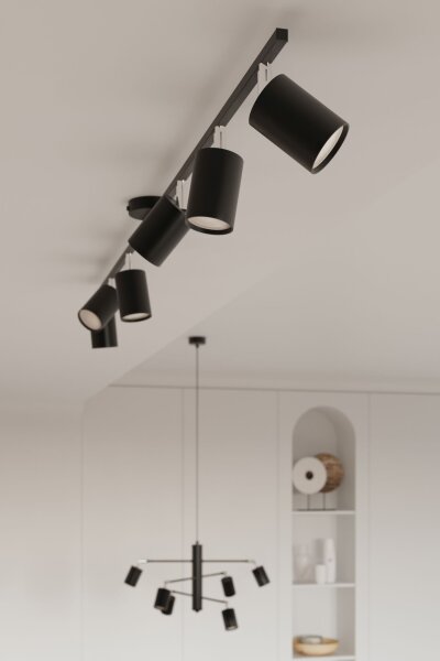 Deckenspot Stahl Schwarz GU10 135 cm verstellbar