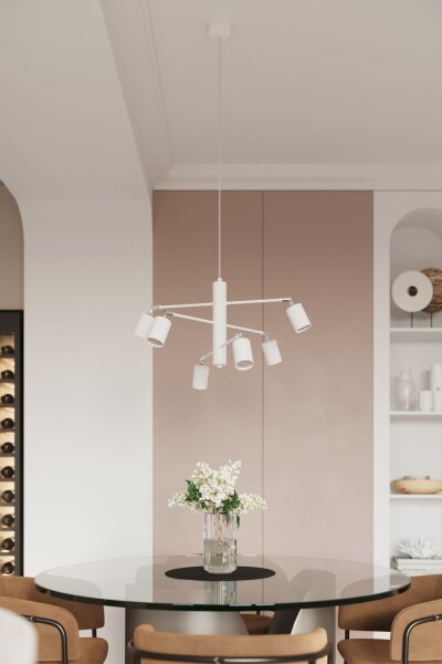 Hängelampe Stahl Weiß flexibel GU10 L:77 cm 6-flammig