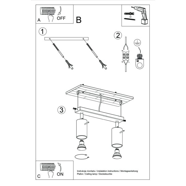 Deckenstrahler Stahl Beige GU10 flexibel L:30 cm 2-flmg