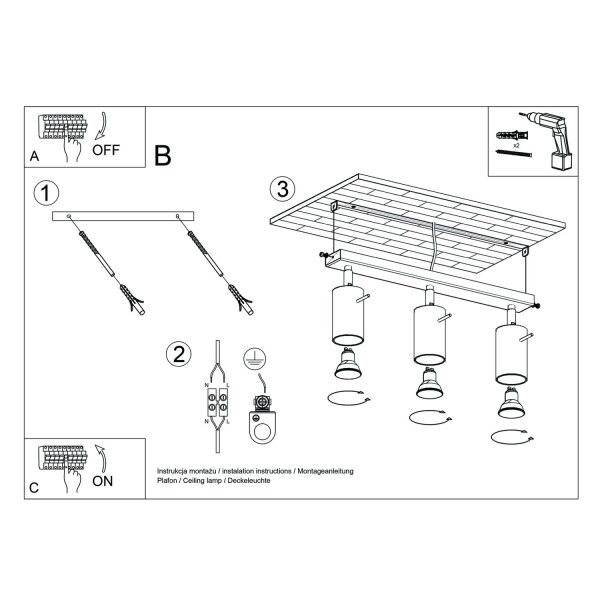 Deckenspot Olivgrün GU10 L:45 cm 3-flmg verstellbar