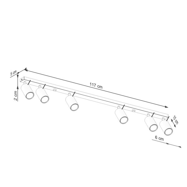 Deckenspot verstellbar Ocker GU10 L:118 cm 6-flammig