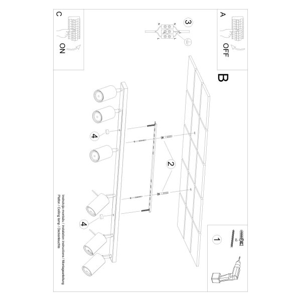 Deckenspot verstellbar Ocker GU10 L:118 cm 6-flammig