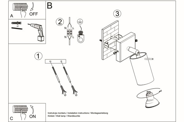 Wandstrahler flexibel Schwarz GU10 H:8 cm beweglich