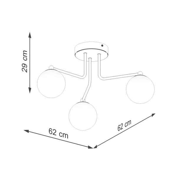 Deckenleuchte Glas Stahl Schwarz G9 B:62 cm blendarm
