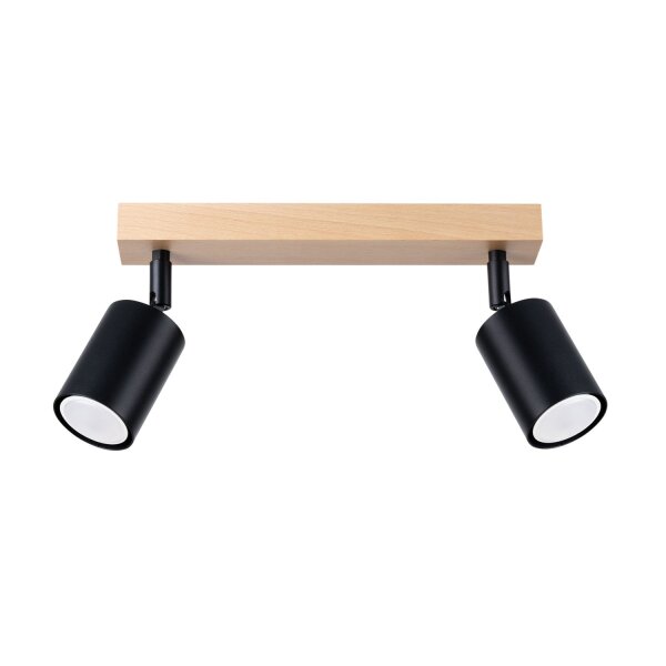 Deckenstrahler Holz Stahl Schwarz GU10 46 cm flexibel