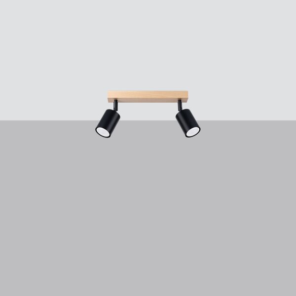 Deckenstrahler Holz Stahl Schwarz GU10 46 cm flexibel