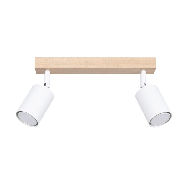 Deckenstrahler Holz Stahl Weiß GU10 46 cm flexibel