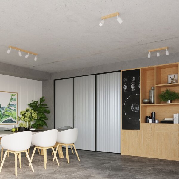 Deckenstrahler Holz Stahl Weiß GU10 61 cm verstellbar