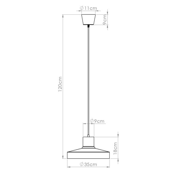 Hängelampe Stahl Schwarz E27 L:35 cm rund gemütlich