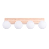 Deckenleuchte Holz Glas G9 4-flammig 63 cm blendarm