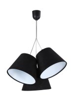 Pendelleuchte Schwarz Wei&szlig; Stoff 3-flmg Retro