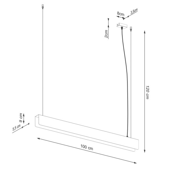 Große Hängelampe Stahl Schwarz G13 3000 K L:100 cm