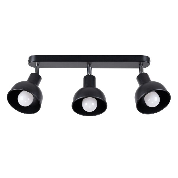 Deckenspot flexibel Schwarz Stahl E27 59 cm 3-flammig