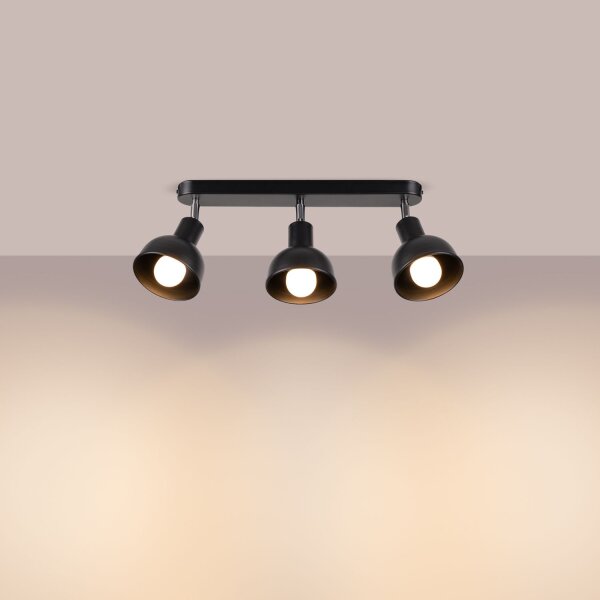 Deckenspot flexibel Schwarz Stahl E27 59 cm 3-flammig