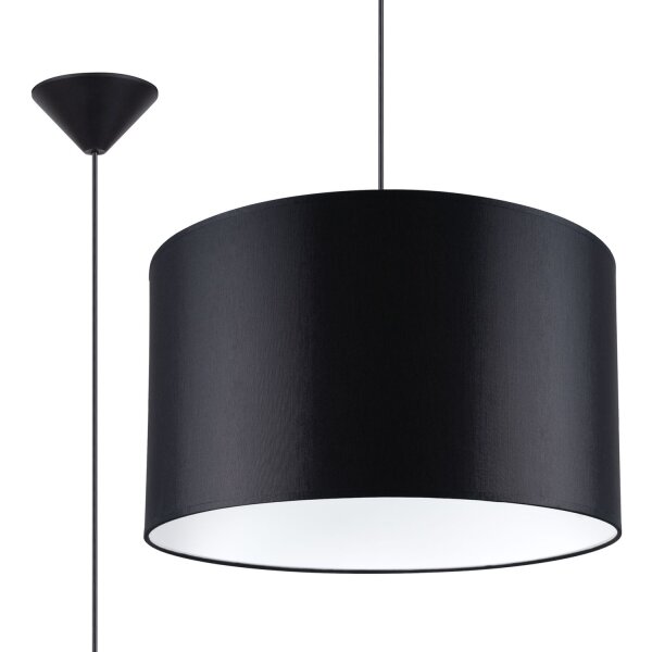 Runde Hängelampe Stoff Schwarz E27 rund Ø40 cm blendarm