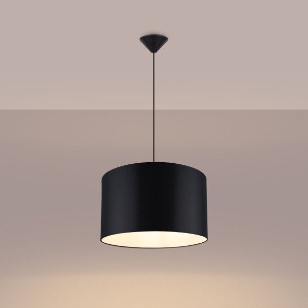 Runde Hängelampe Stoff Schwarz E27 rund Ø40 cm blendarm
