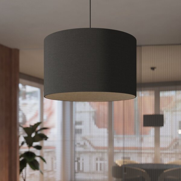 Runde Hängelampe Stoff Schwarz E27 rund Ø40 cm blendarm