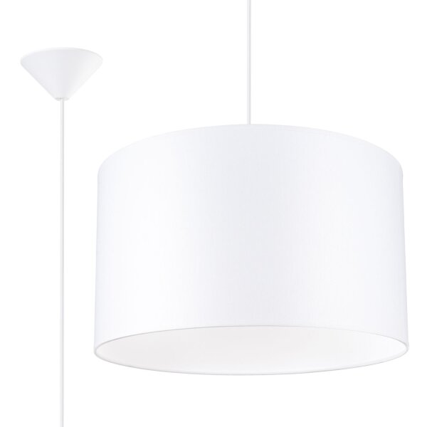 Runde Pendelleuchte Stoff Weiß E27 rund Ø40 cm blendarm