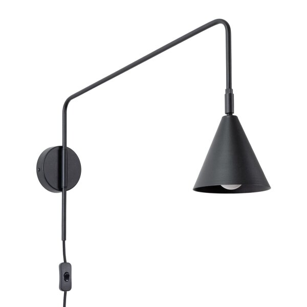 Wandleuchte Schwarz Stahl E14 Schalter Stecker H:30 cm