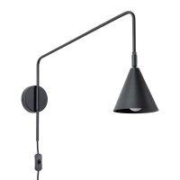 Wandleuchte Schwarz Stahl E14 Schalter Stecker H:30 cm