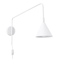 Wandlampe Wei&szlig; Stahl E14 Schalter Stecker Kabel H:30 cm
