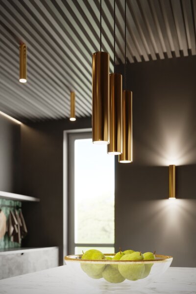 Deckenleuchte Stahl Gold GU10 B:6 cm rund Aufbau Spot