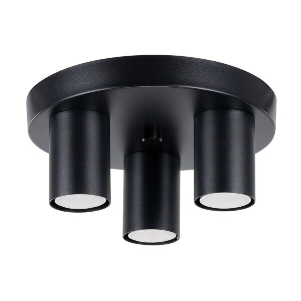 Deckenlampe Stahl Schwarz GU10 rund B:25 cm 3-flammig