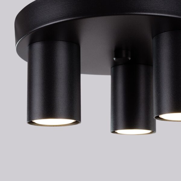 Deckenlampe Stahl Schwarz GU10 rund B:25 cm 3-flammig