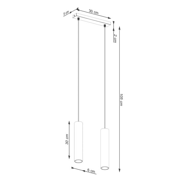 Pendelleuchte Olivgrün Stahl GU10 2-flammig 30 cm lang