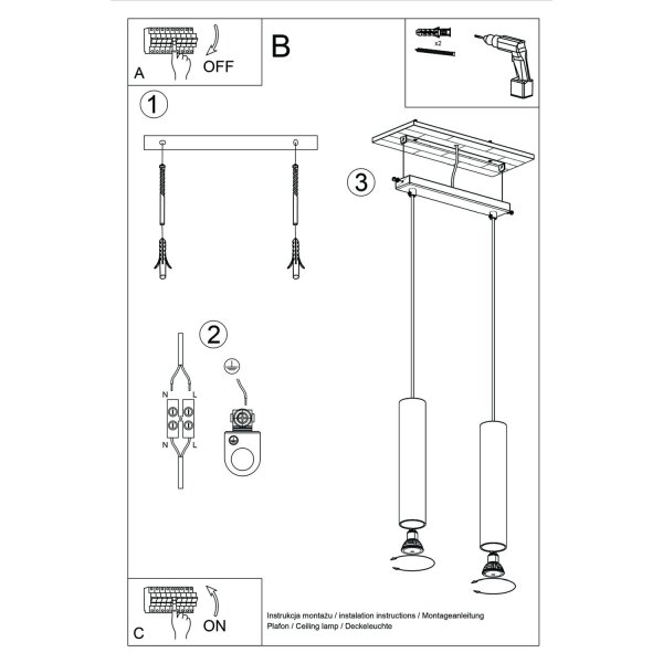 Pendelleuchte Olivgrün Stahl GU10 2-flammig 30 cm lang
