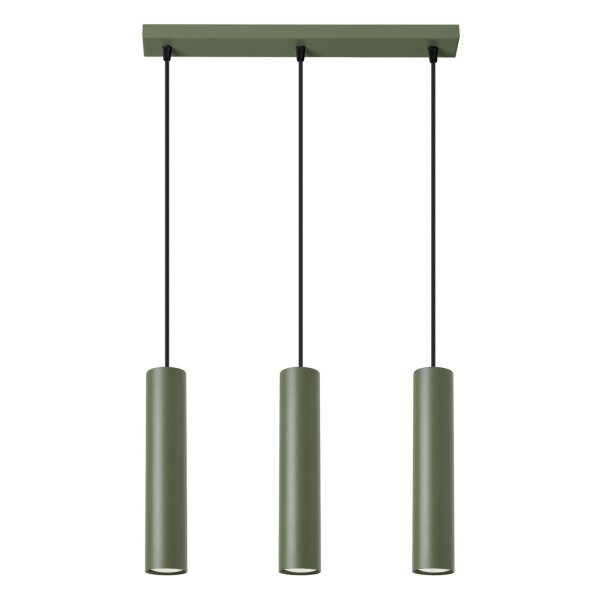Lange Hängelampe Olivgrün Stahl GU10 3-flammig 45 cm