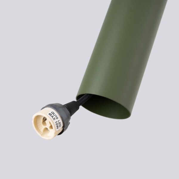 Lange Hängelampe Olivgrün Stahl GU10 3-flammig 45 cm