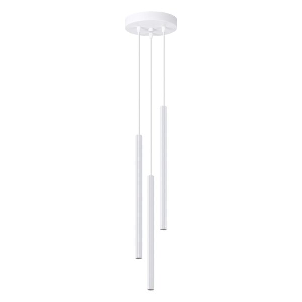 Runde Pendelleuchte Weiß Stahl G9 L:20 cm 3-flammig