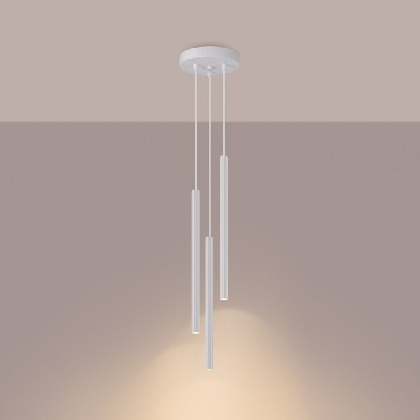 Runde Pendelleuchte Weiß Stahl G9 L:20 cm 3-flammig