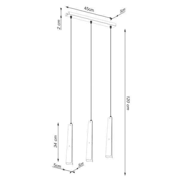Hängelampe Weiß Stahl G9 3-flammig 45 cm länglich