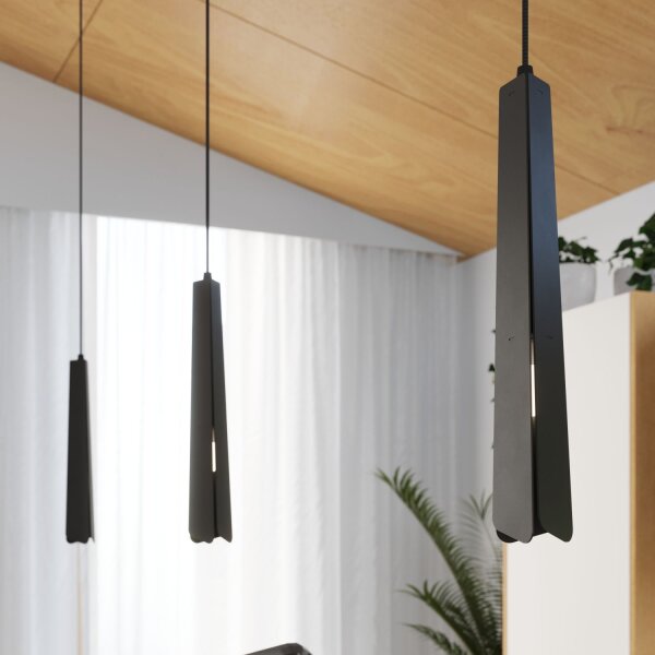 Pendelleuchte 3-flammig Schwarz Stahl G9 L:19,5 cm