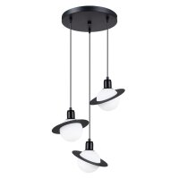 H&auml;ngelampe Glas Stahl Schwarz G9 L:32 cm rund blendarm
