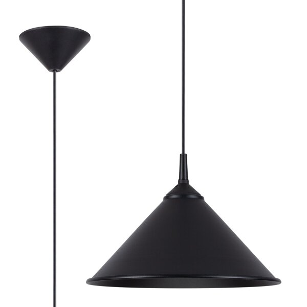 Hängelampe Schwarz Stahl E27 Ø30 cm rund Esstisch